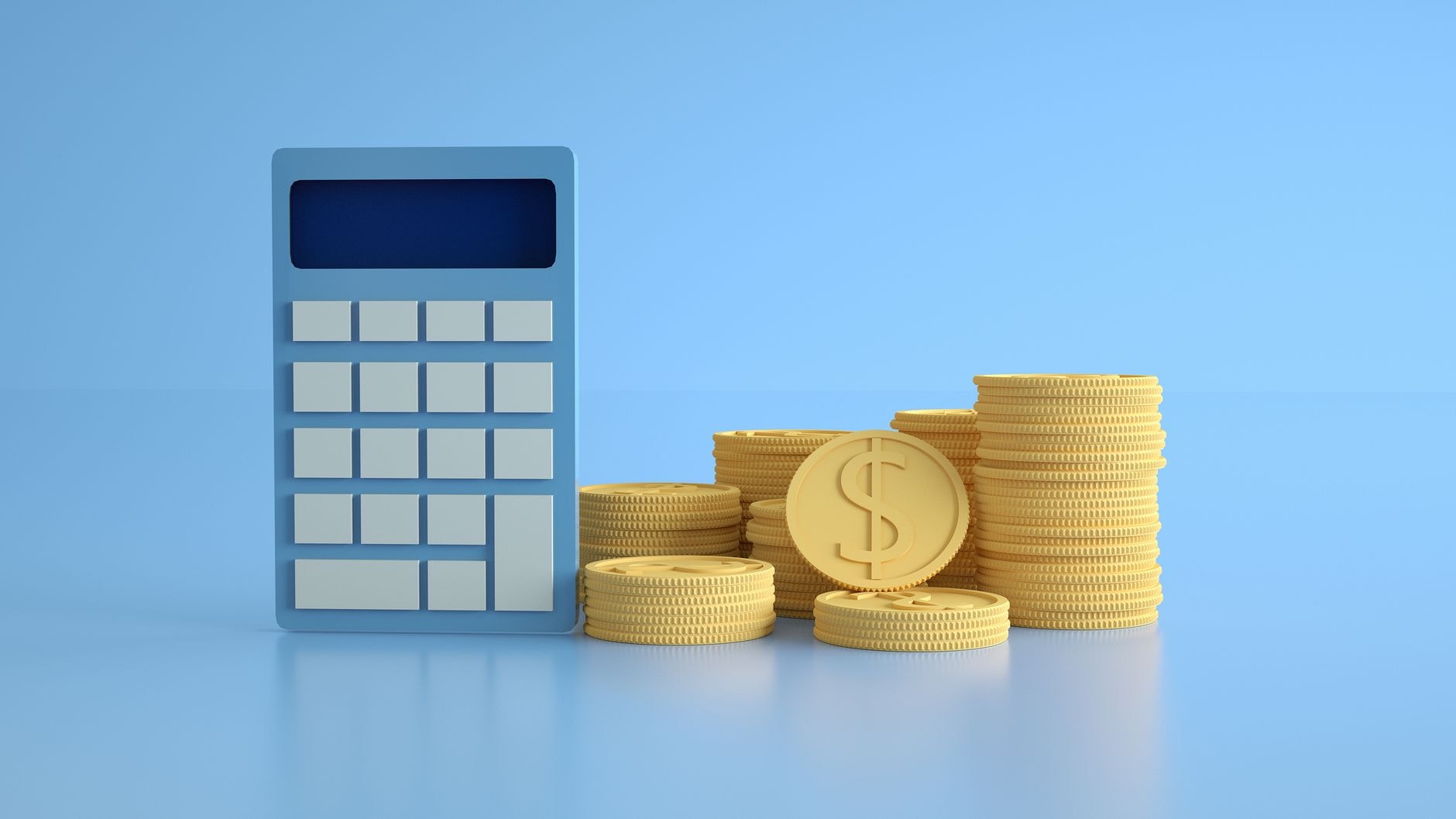 Calculatrice et pièces de monnaie pour estimer une économie